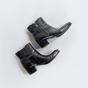 Isola black leather heeled boots size 6